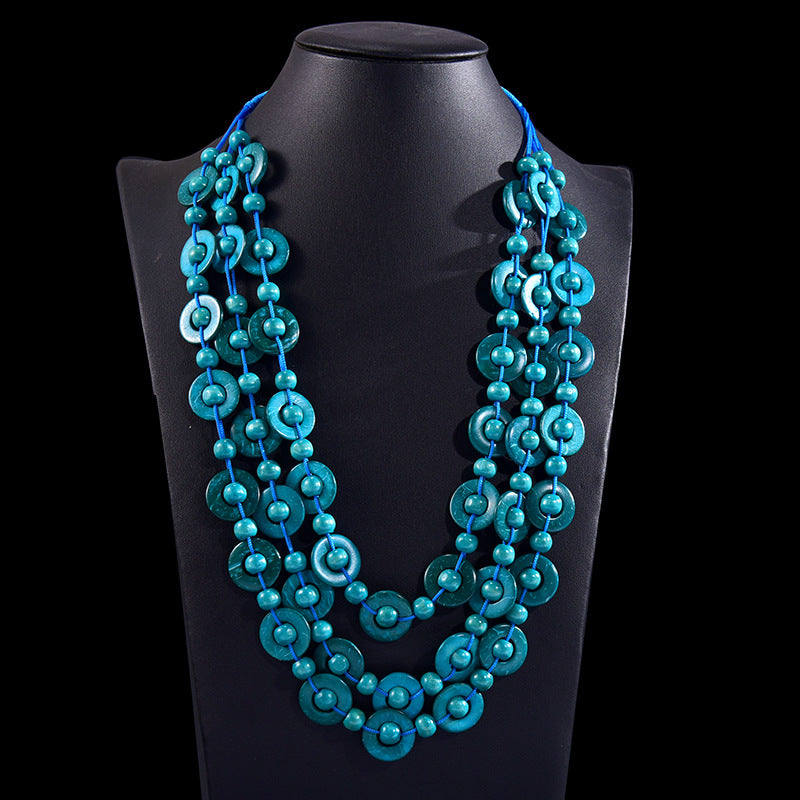 Wholesale Colorful Multilayer Wooden Necklaces